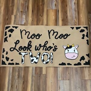 Hand painted Cow-Themed Birthday Banner